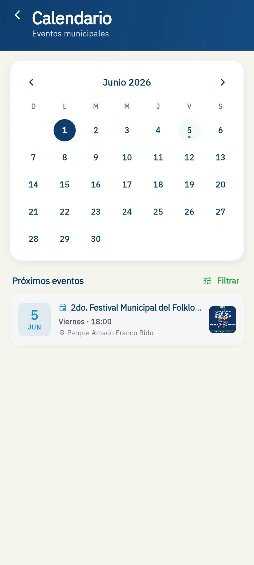 Calendario de eventos municipales