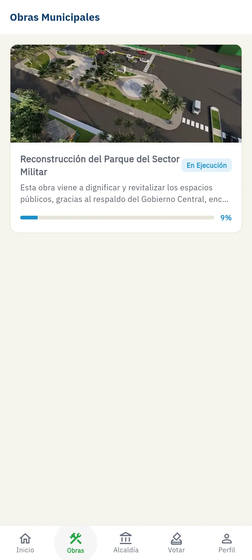 Obras municipales en la app