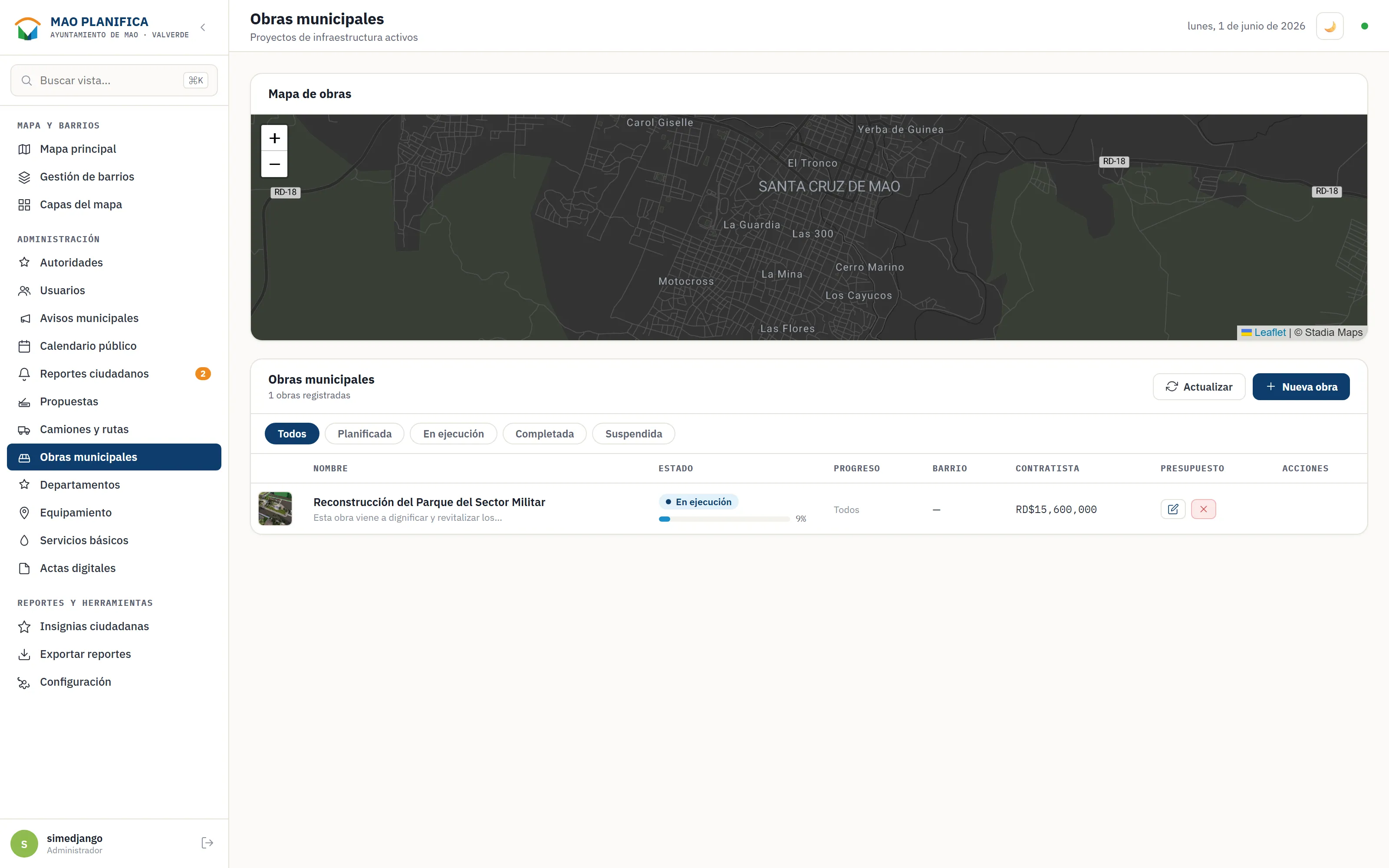 Gestión de obras municipales